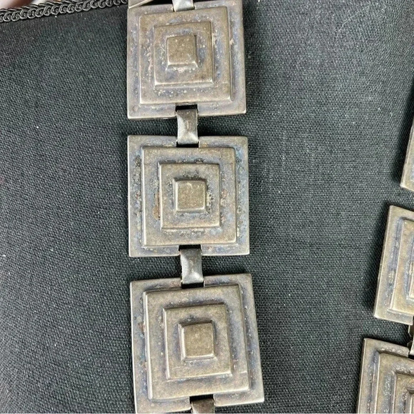 Escada Women’s Vintage Designer Geometric Silver/Black Antique Metal Chain Belt - Picture 4 of 14